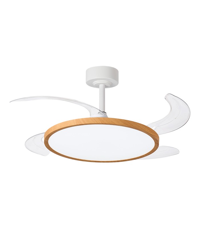 Ventilador de Techo Slim DC 72W 6480Lm 4 Aspas Blanco/Haya CCT