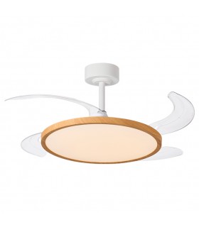 Ventilador de Techo Slim DC 72W 6480Lm 4 Aspas Blanco/Haya CCT