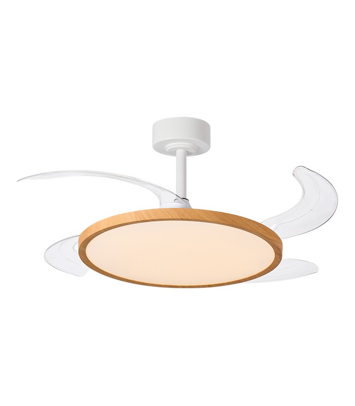 Ventilador de Techo Slim DC 72W 6480Lm 4 Aspas Blanco/Haya CCT