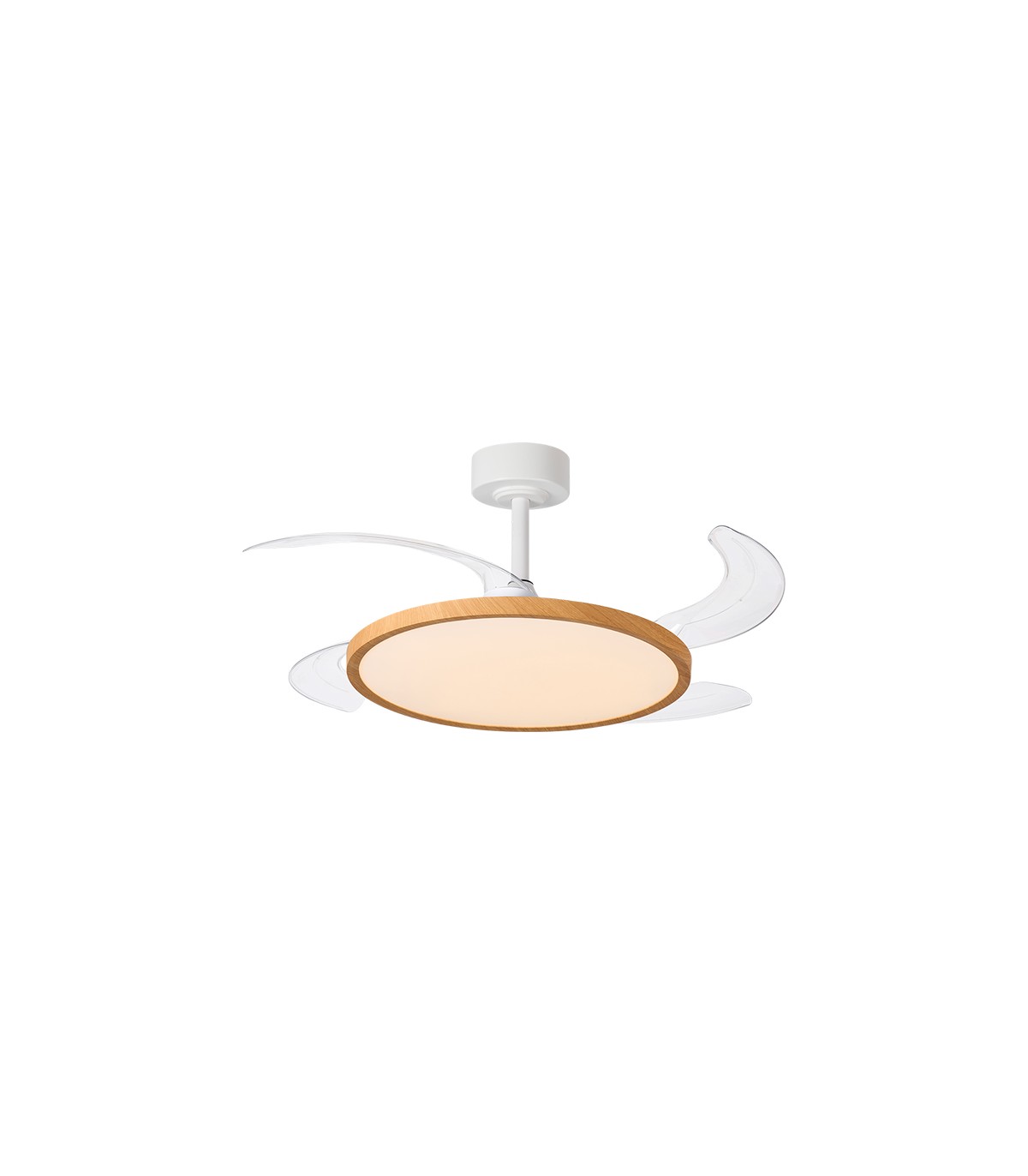 Ventilador de Techo Slim DC 72W 6480Lm 4 Aspas Blanco/Haya CCT