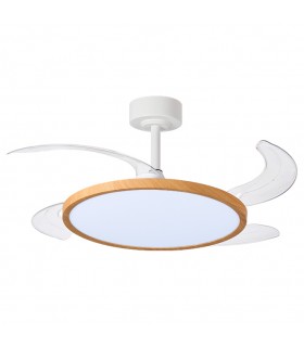 Ventilador de Techo Slim DC 72W 6480Lm 4 Aspas Blanco/Haya CCT