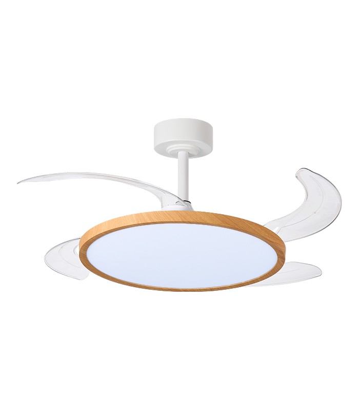 Ventilador de Techo Slim DC 72W 6480Lm 4 Aspas Blanco/Haya CCT