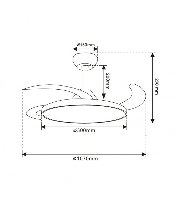 Ventilador PAACK DC 36W 2800Lm 4 Aspas Blanco CCT