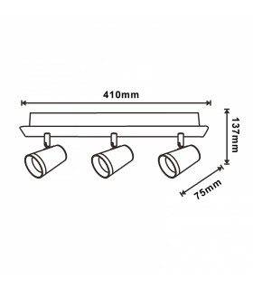 Aplique de Techo Gu10 Orientable City 3 Focos