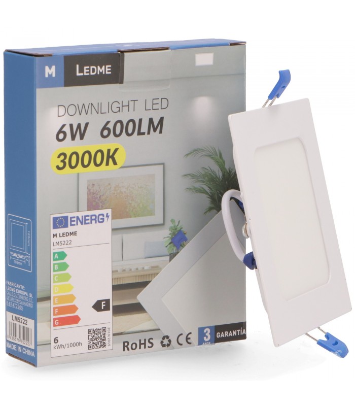 Downlight Led 6W 600LM IP20 Cuadrado Blanco