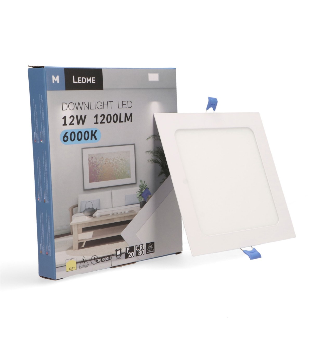 Downlight Led 12W 1200LM IP20 Cuadrado Blanco