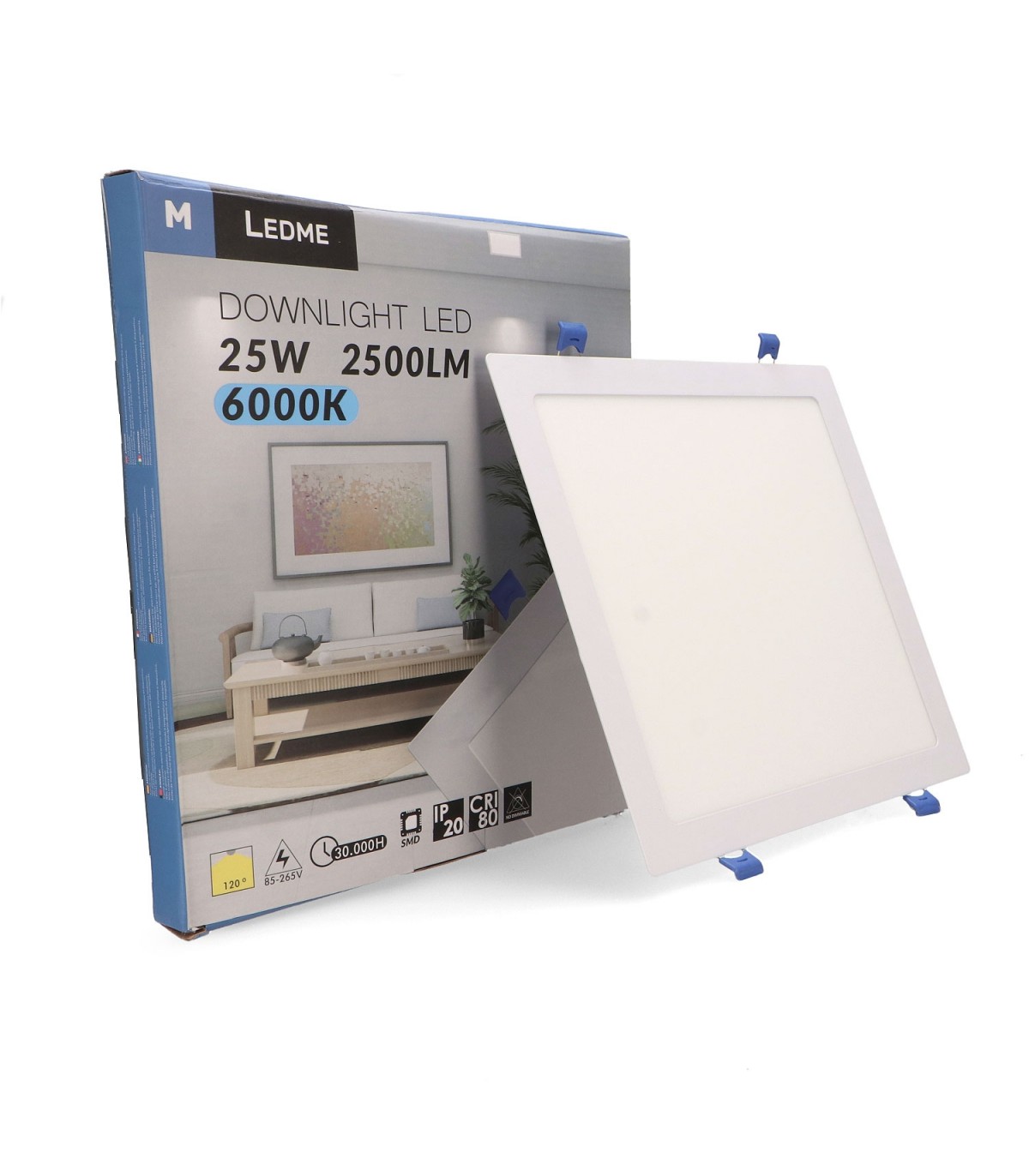 Downlight Led 25W 2500LM IP20 Cuadrado Blanco