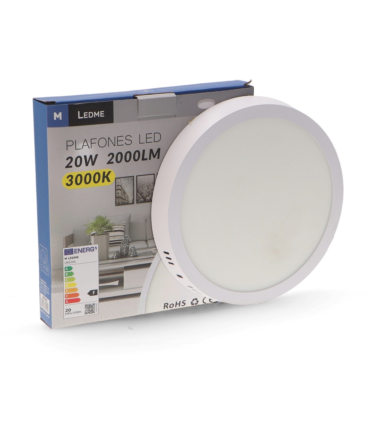 Plafón Superficie Led 20W 2000LM IP20 Redondo Blanco