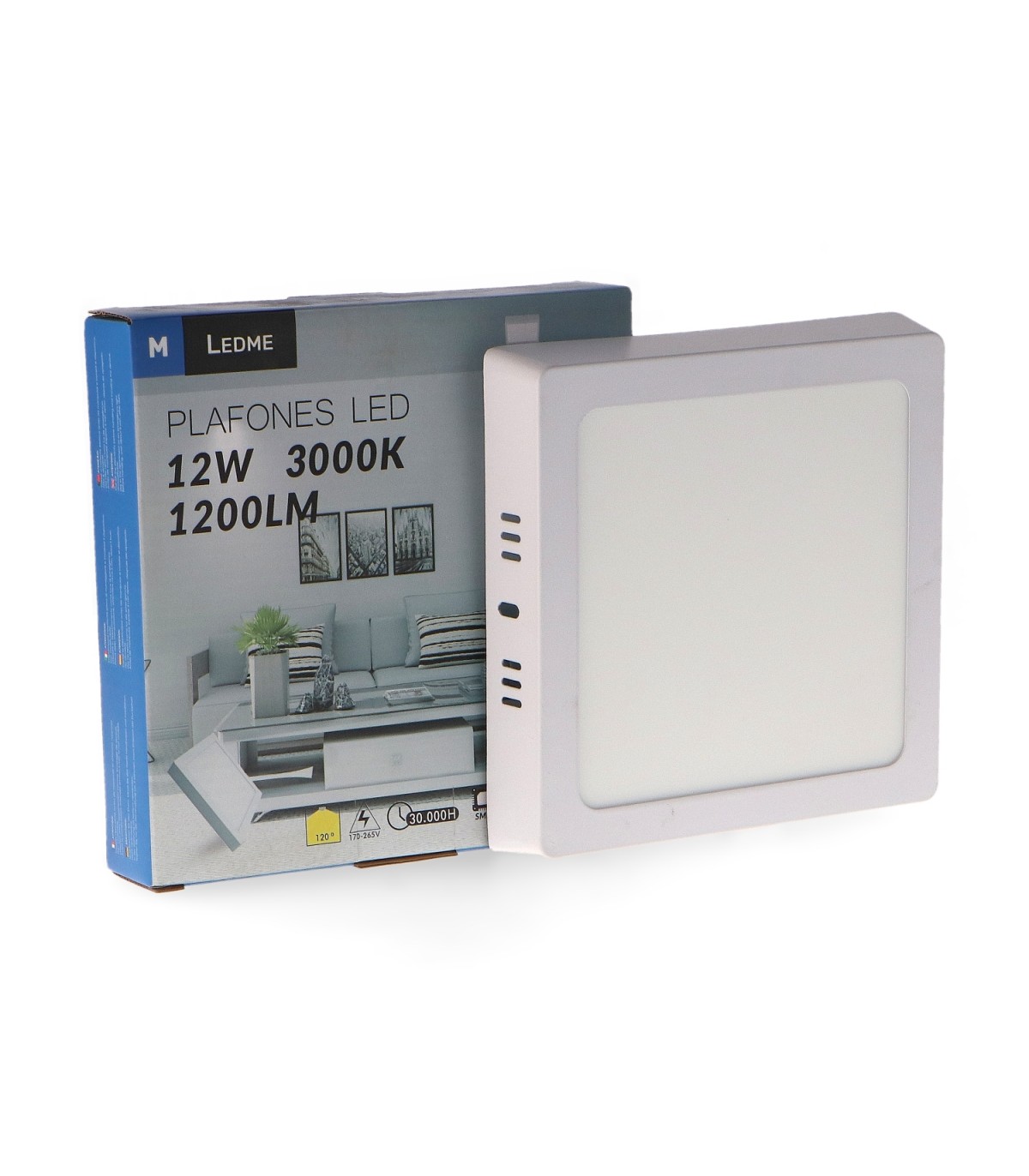 Plafón Superficie Led 12W 1200LM IP20 Cuadrado Blanco