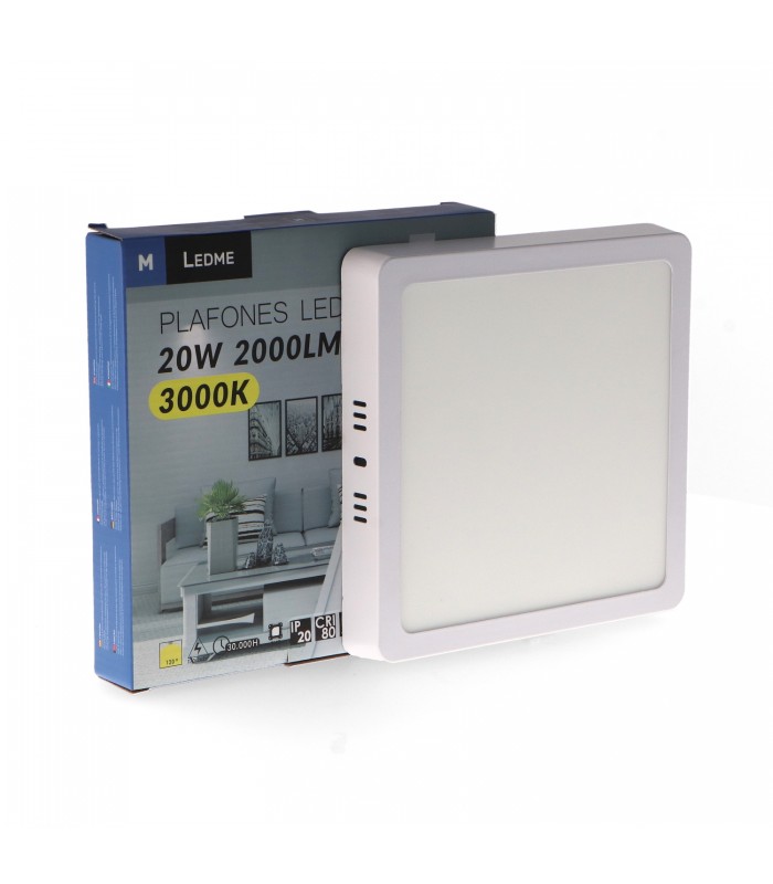 Plafón Superficie Led 20W 2000LM IP20 Cuadrado Blanco