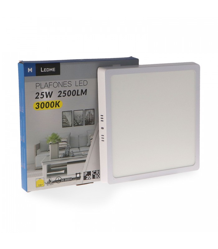 Plafón Superficie Led 25W 2500LM IP20 Cuadrado Blanco