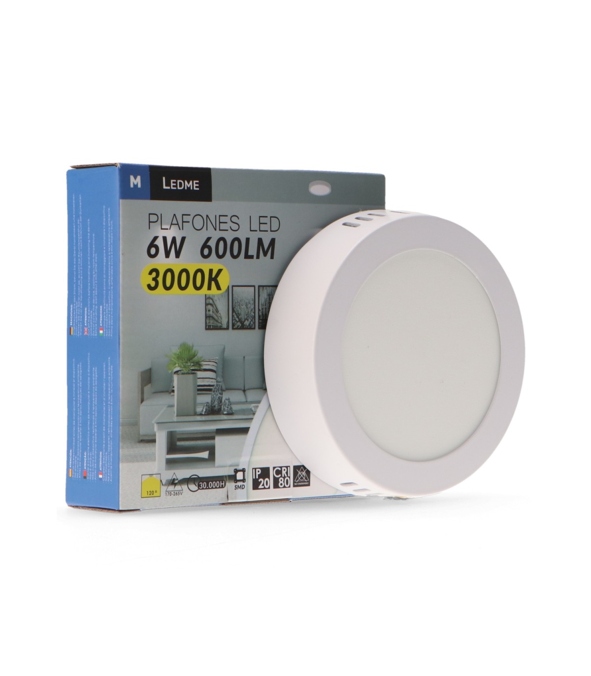 Plafón Superficie Led 6W 600LM IP20 Redondo Blanco
