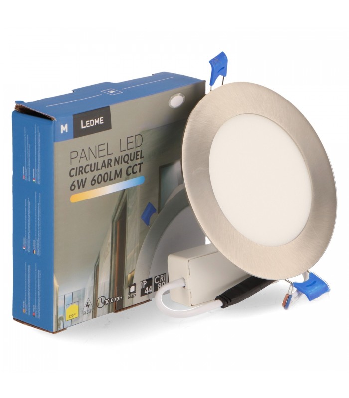Downlight Led 6W 600Lm IP20 Redondo Níquel CCT
