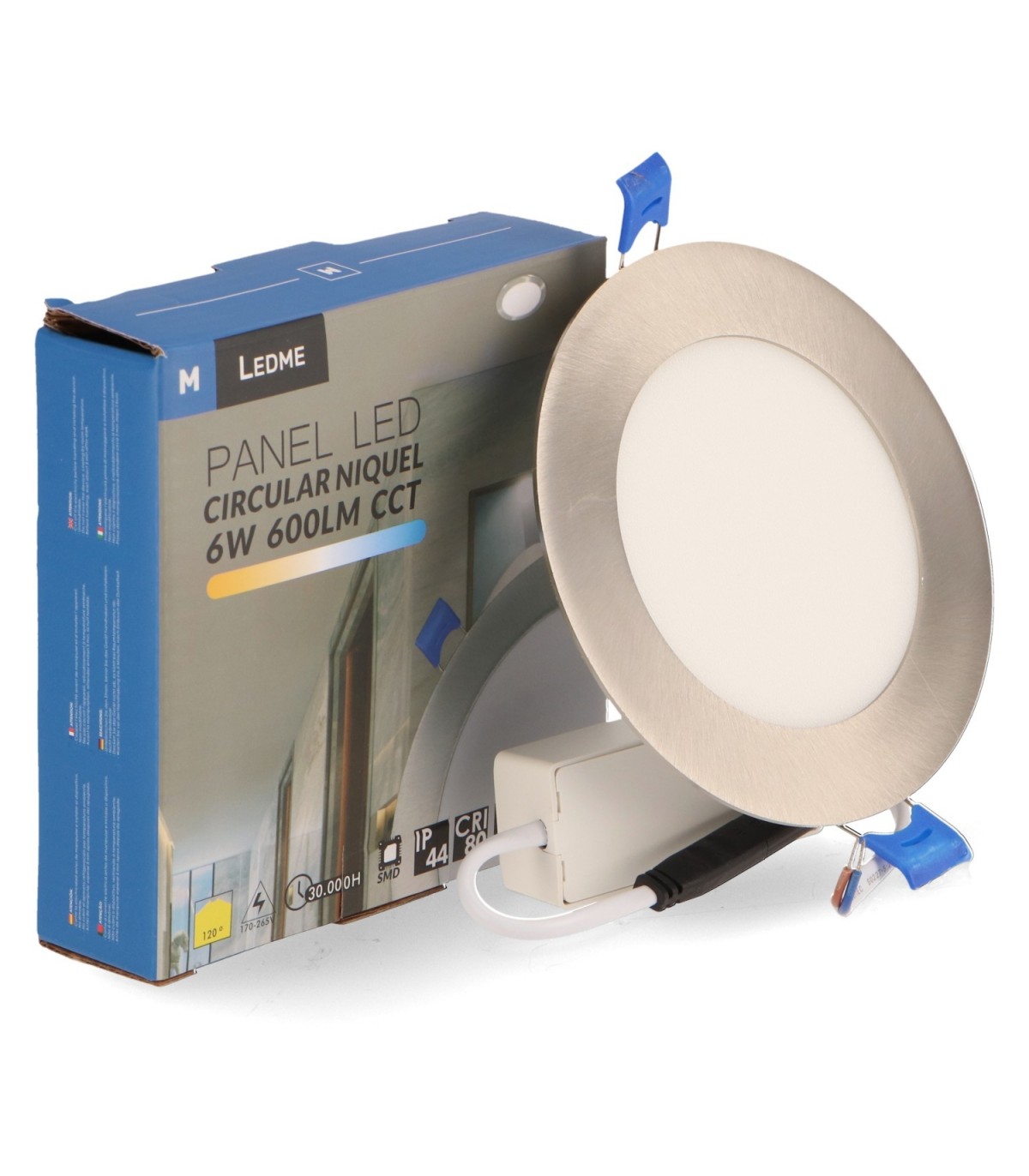 Downlight Led 6W 600Lm IP20 Redondo Níquel CCT