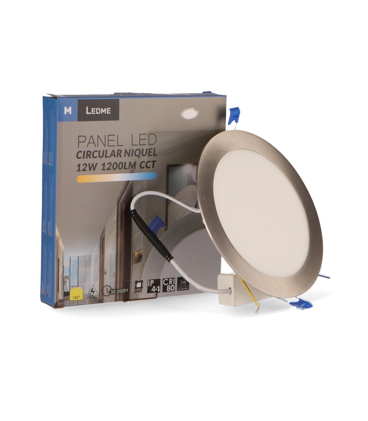 Downlight Led 12W 1200Lm IP20 Redondo Níquel CCT