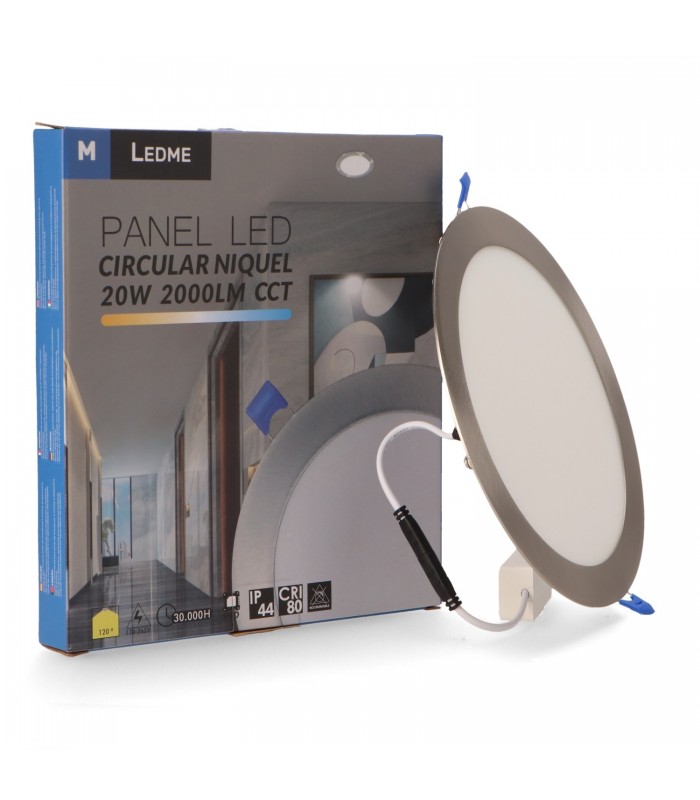 Downlight Led 20W 2000Lm IP20 Redondo Níquel CCT