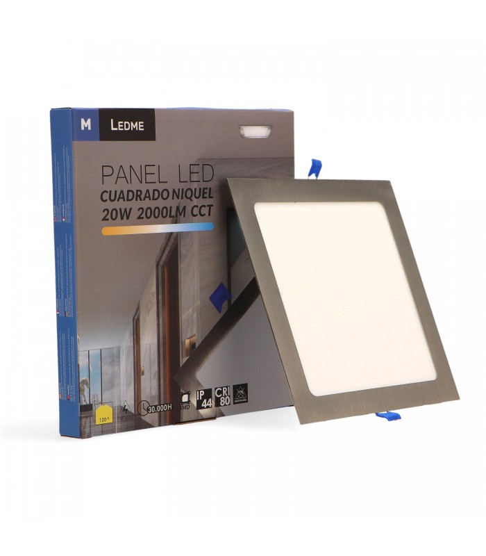 Downlight Led 20W 2000Lm IP20 Cuadrado Níquel CCT