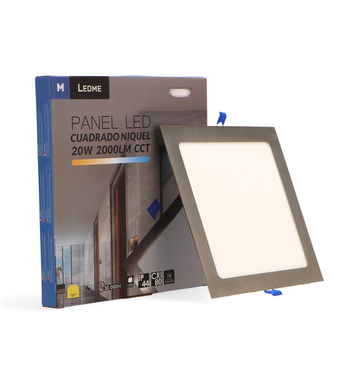 Downlight Led 20W 2000Lm IP20 Cuadrado Níquel CCT