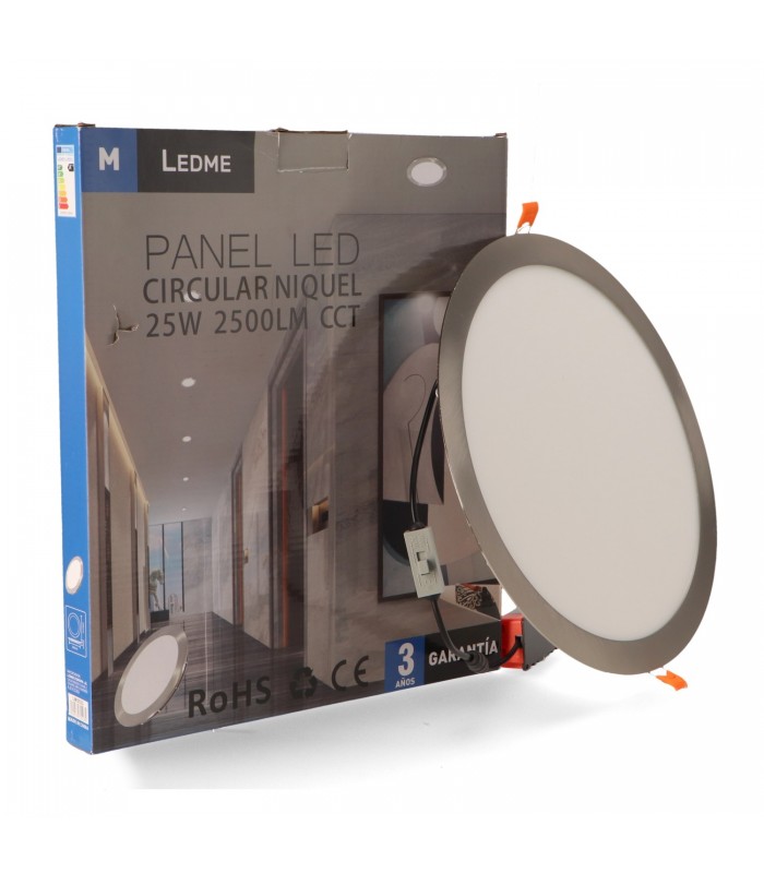 Downlight Led 25W 2500Lm IP20 Redondo Níquel CCT