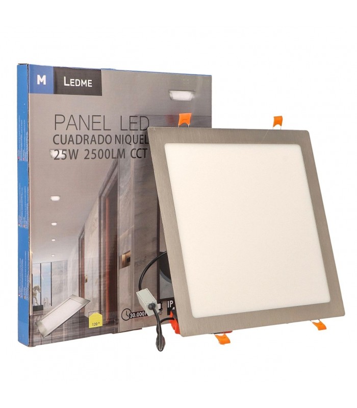 Downlight Led 25W 2500Lm IP20 Cuadrado Níquel CCT