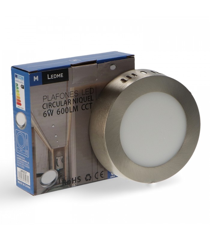 Plafón Superficie Led 6W 600LM IP44 Redondo Níquel CCT