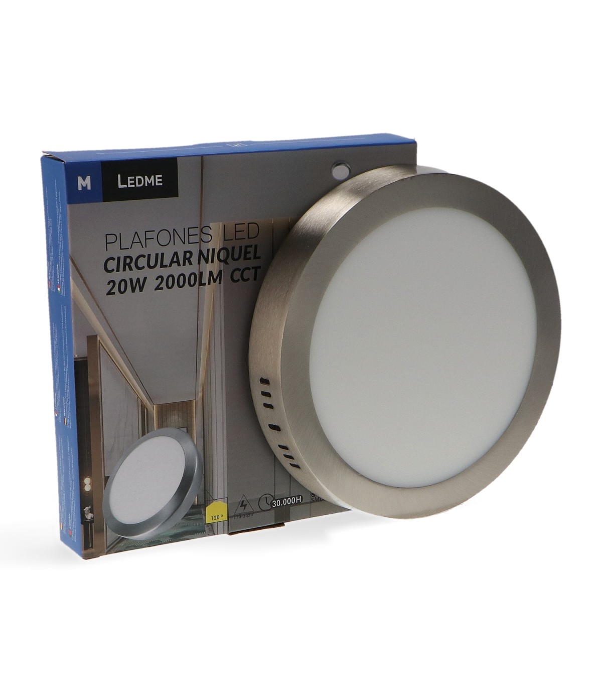 Plafón Superficie Led 20W 2000LM IP44 Redondo Níquel CCT