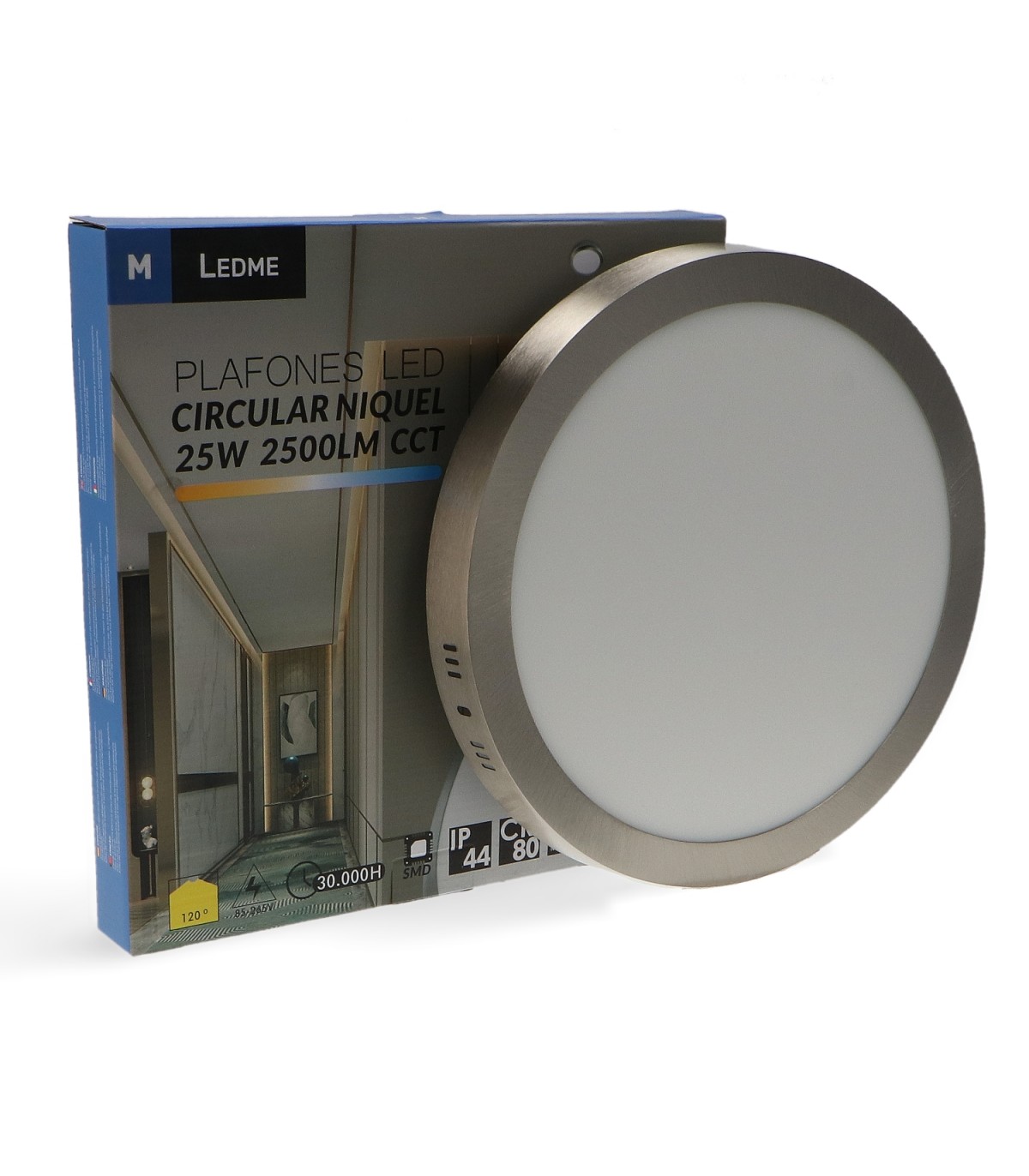 Plafón Superficie Led 25W 2500LM IP44 Redondo Níquel CCT