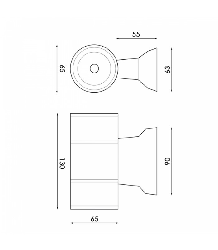 Aplique de Pared Led TUBE 2x3W 540Lm IP54 Blanco
