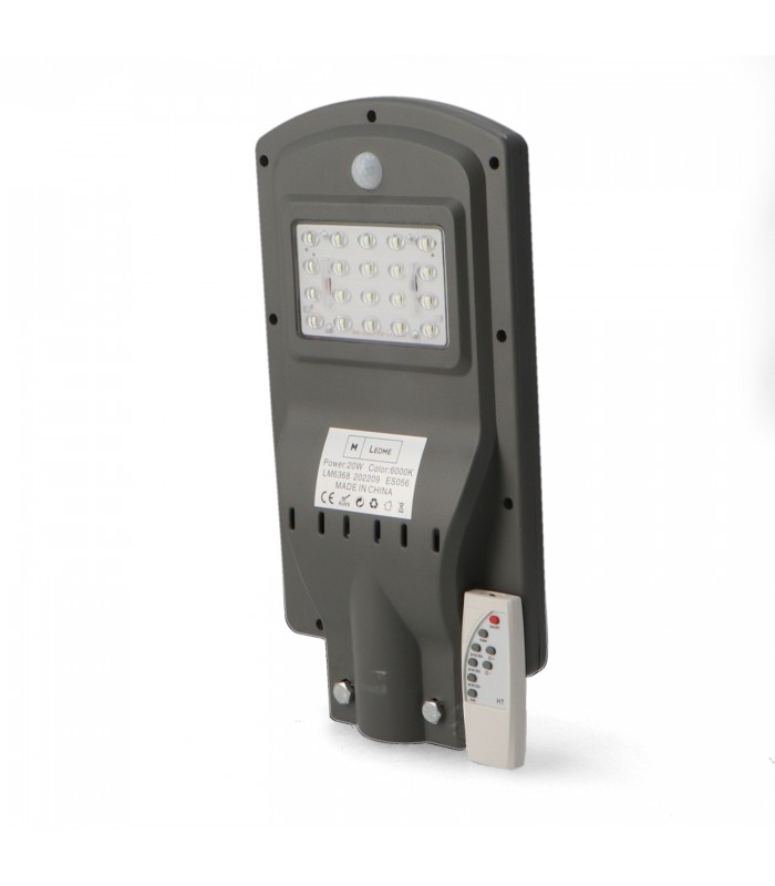 Farola Led Solar 20W/8W 1500LM 140ºx75º IP65