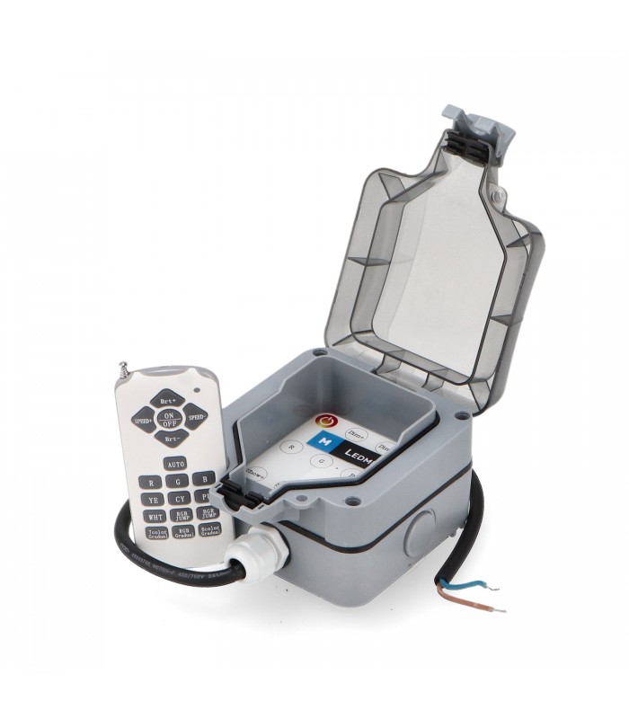 Caja de control + Mando RGB+RGBW de dos cables para focos y bombillas de piscina