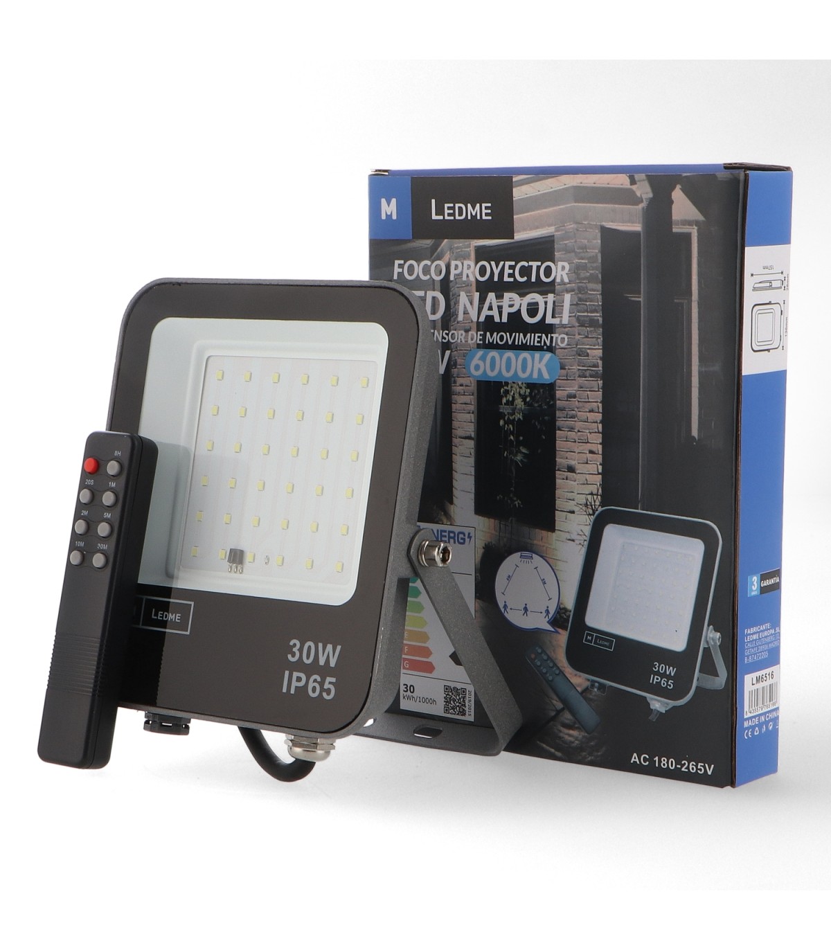 Proyector Led NAPOLI Detector Movimiento 30W 3600Lm IP65