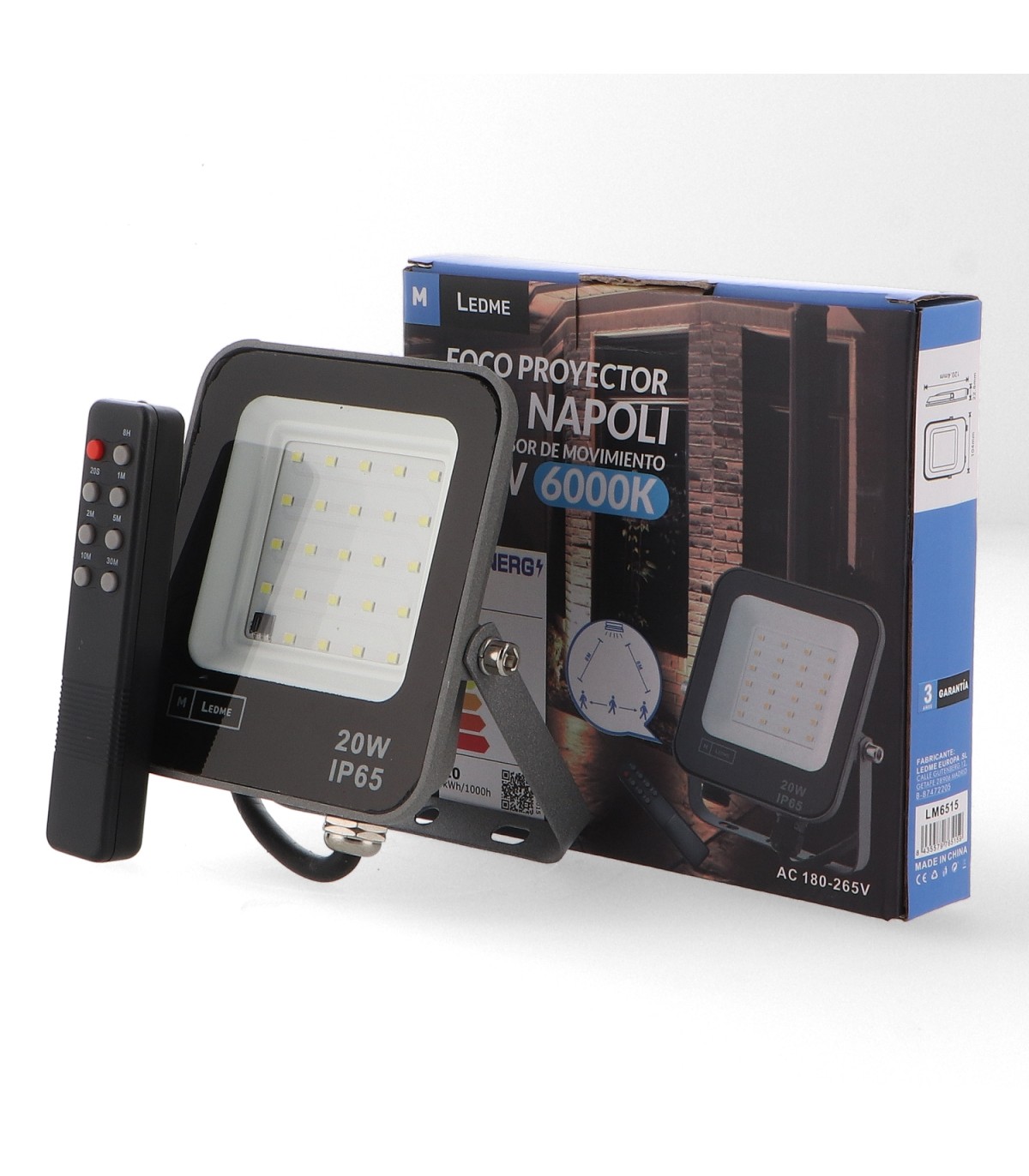 Proyector Led NAPOLI Detector Movimiento 20W 2400Lm IP65