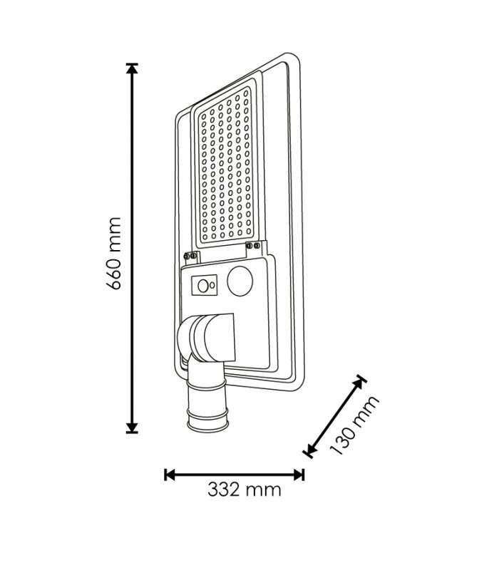 Farola Led solar SOLIGHTS 200W/35W 2600Lm 140ºX75º IP65