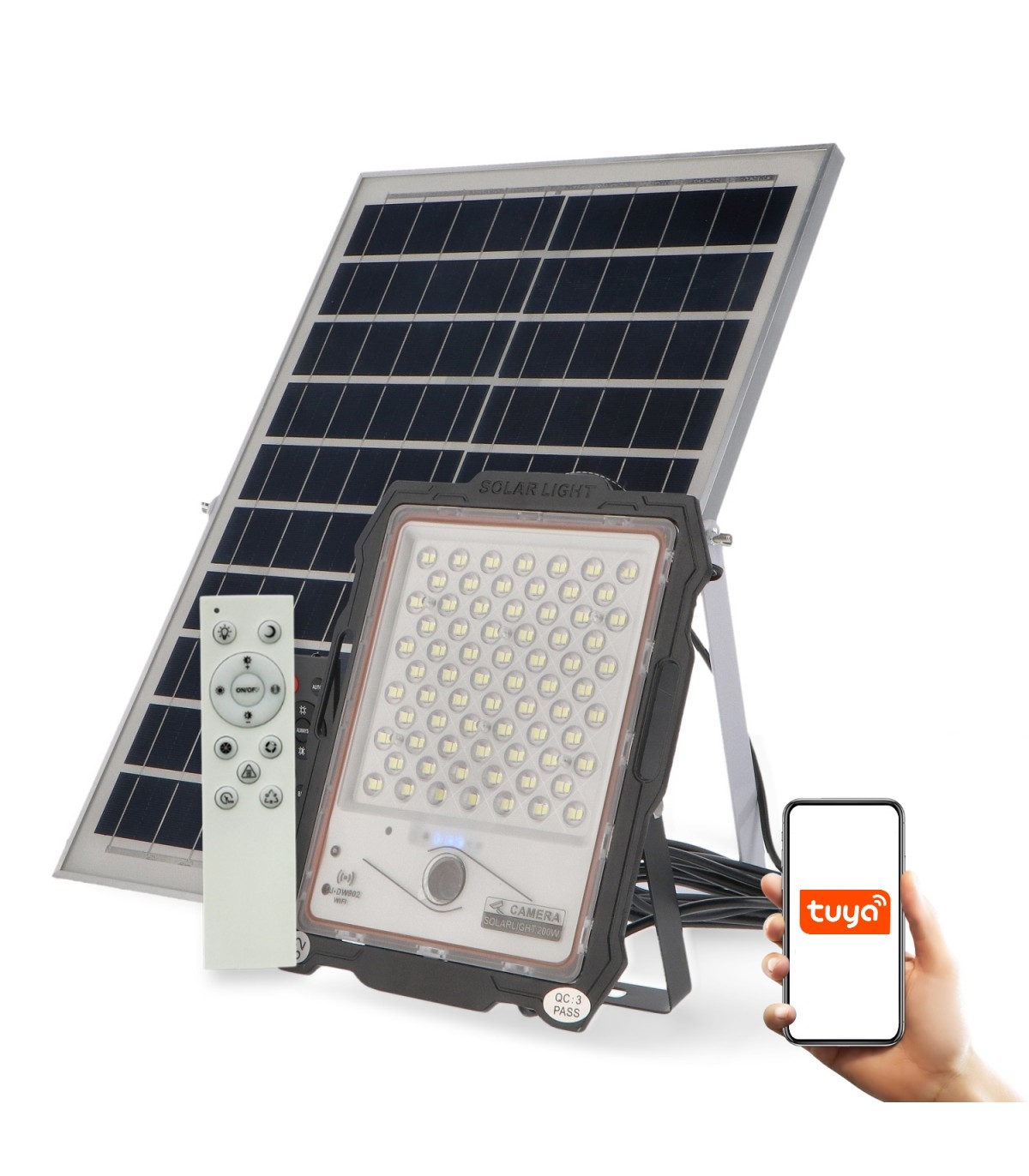 Proyector Led Solar JEFF con cámara 200W 1840Lm IP67