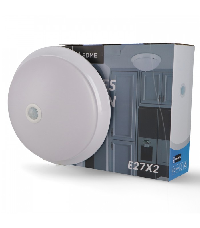 Plafón Superficie Nantes 2xE27 Con Sensor Movimiento