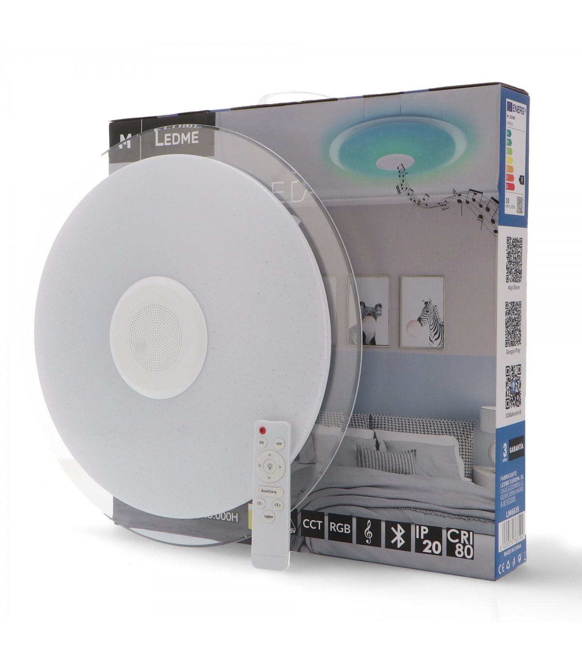 Plafón Magic con Altavoz y Bluetooth 36W 2800Lm RGB+CCT
