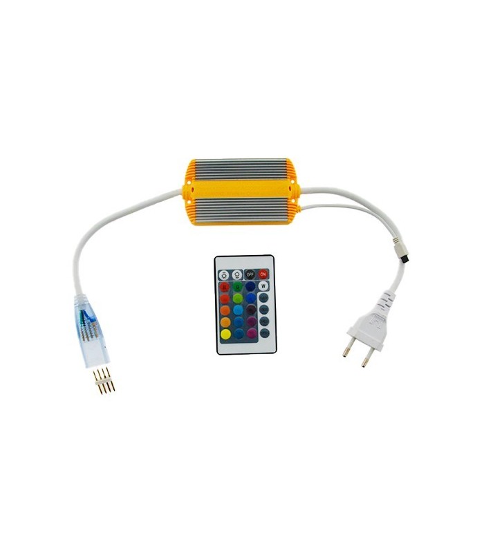 Conexión para Tira LED RGB 220V con mando. IP65