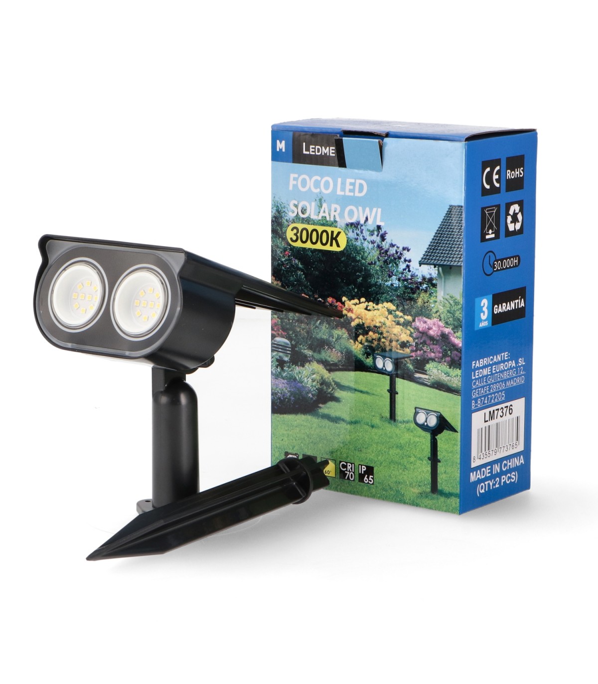 Estaca Led Solar OWL 1.5W 150Lm IP65 Con Pincho