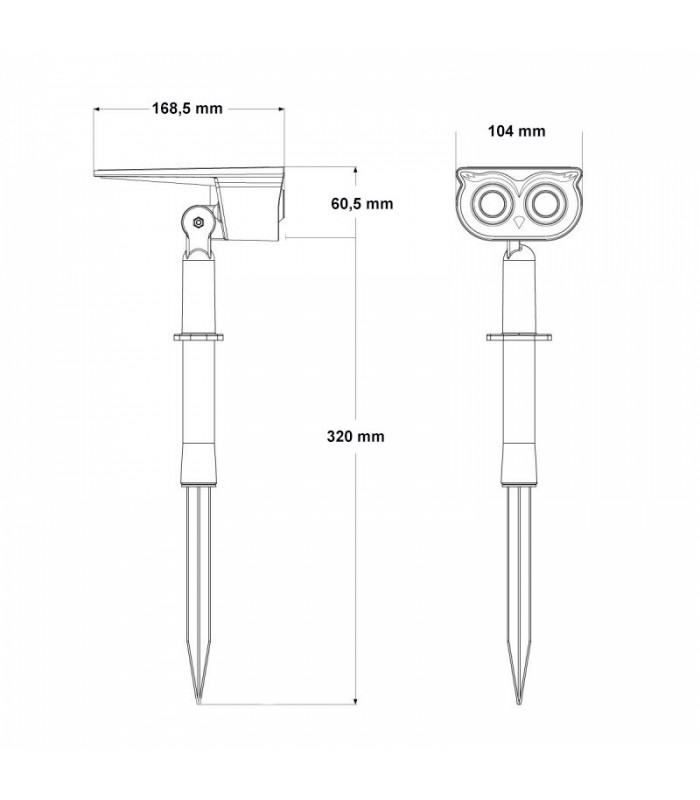 Estaca Led Solar OWL 1.5W 150Lm IP65 Con Pincho