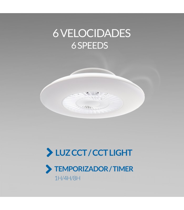 Ventilador WhitLine DC 40W 2700Lm 5 Aspas Blanco CCT