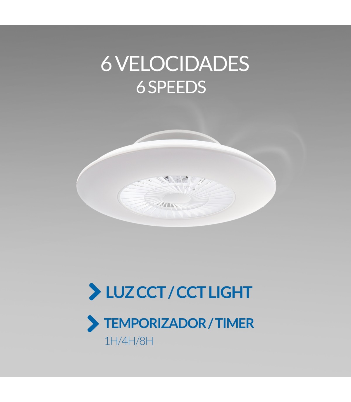 Ventilador WhitLine DC 40W 2700Lm 5 Aspas Blanco CCT