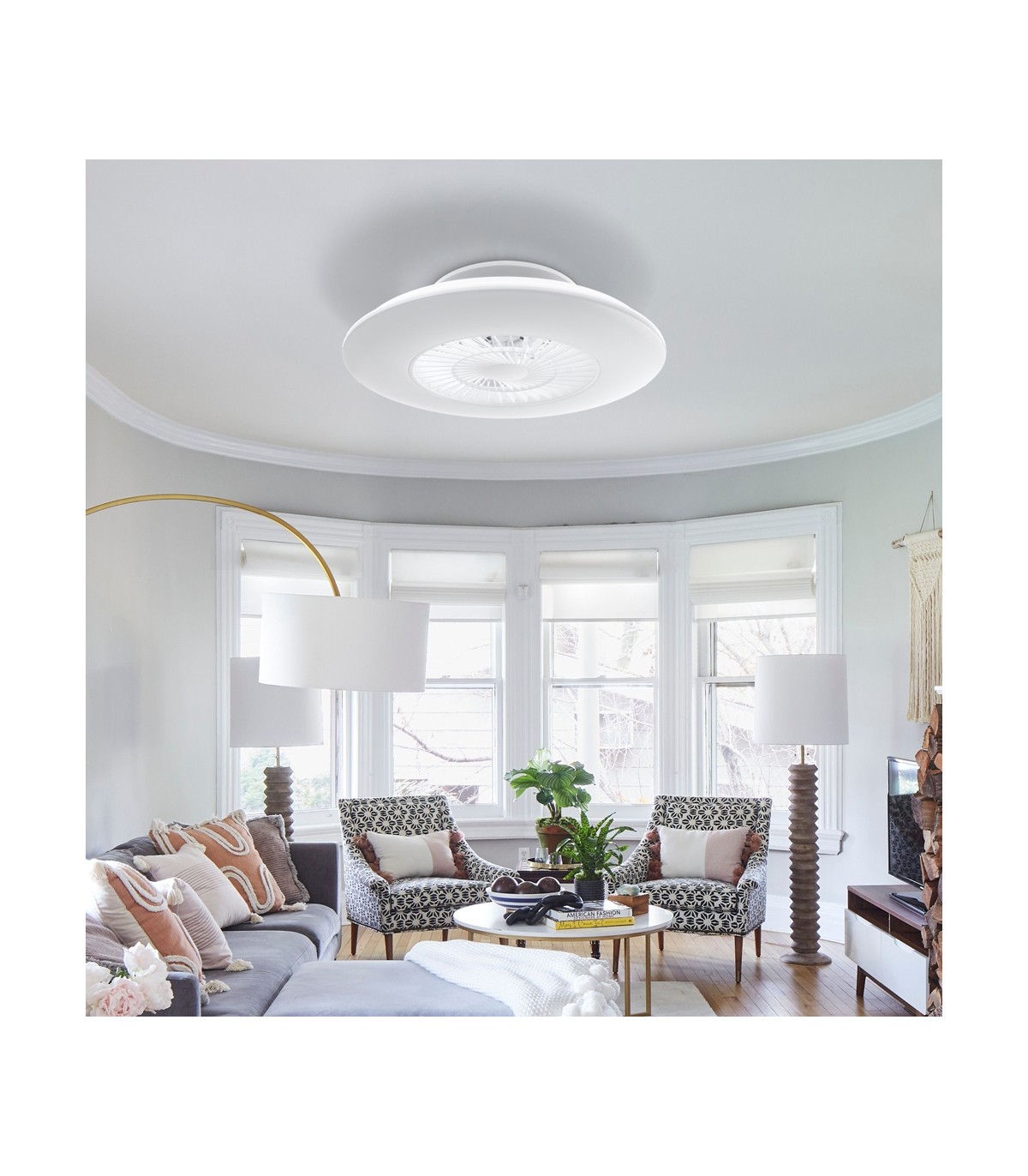 Ventilador WhitLine DC 40W 2700Lm 5 Aspas Blanco CCT