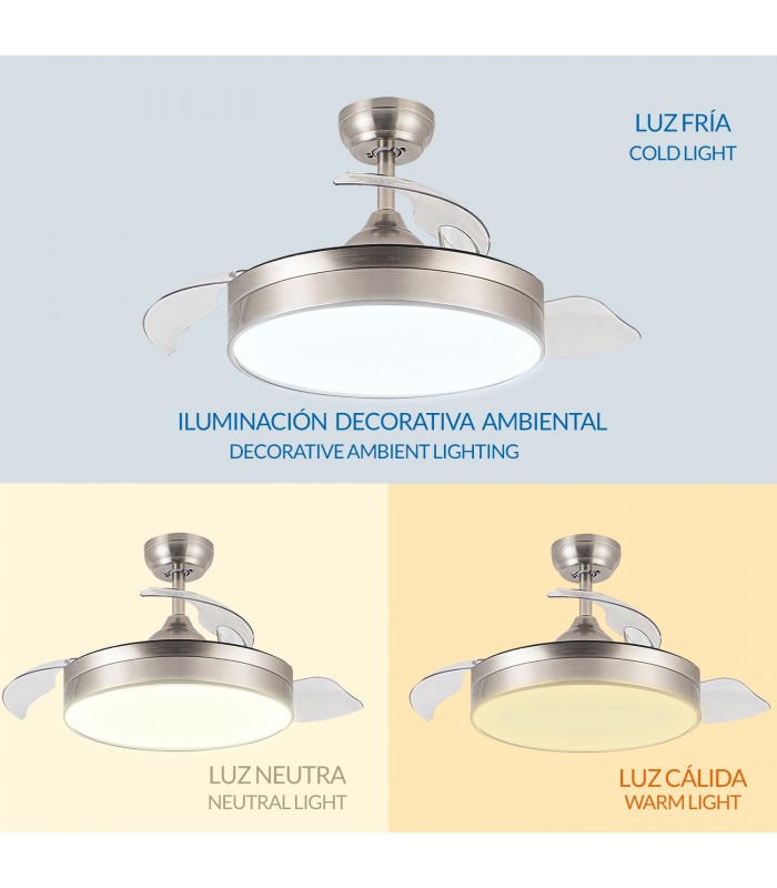 Ventilador de techo Messe APP DC 72W 3360Lm Niquel 4 Aspas CCT