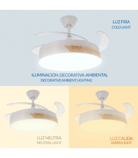 Ventilador de techo Messe APP DC 72W 3360Lm Blanco/Haya 4 Aspas CCT
