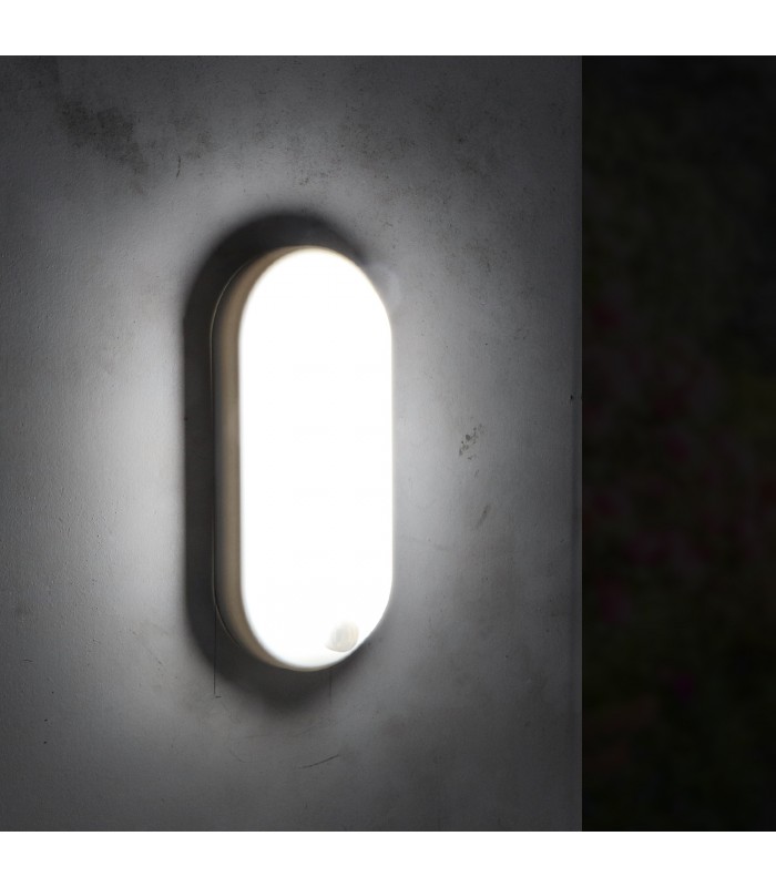 Aplique Ovalado Led SPHERE 12W 960LM IP54 Con Detector De Presencia