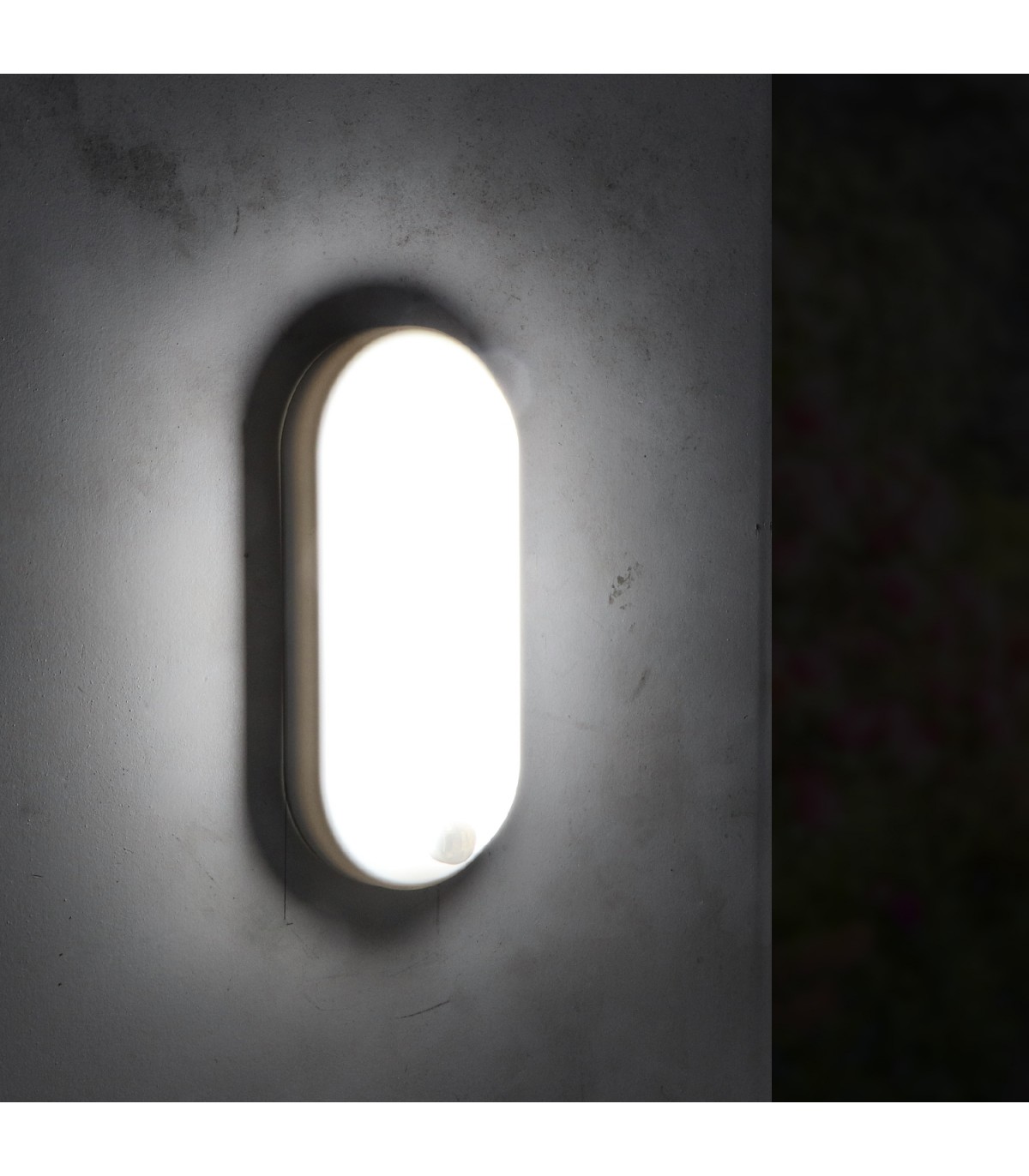 Aplique Ovalado Led SPHERE 12W 960LM IP54 Con Detector De Presencia