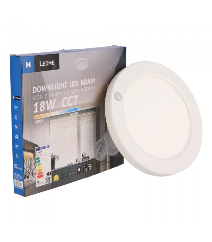 Downlight / Plafón Led KRAM con Sensor 18W 1500Lm CCT