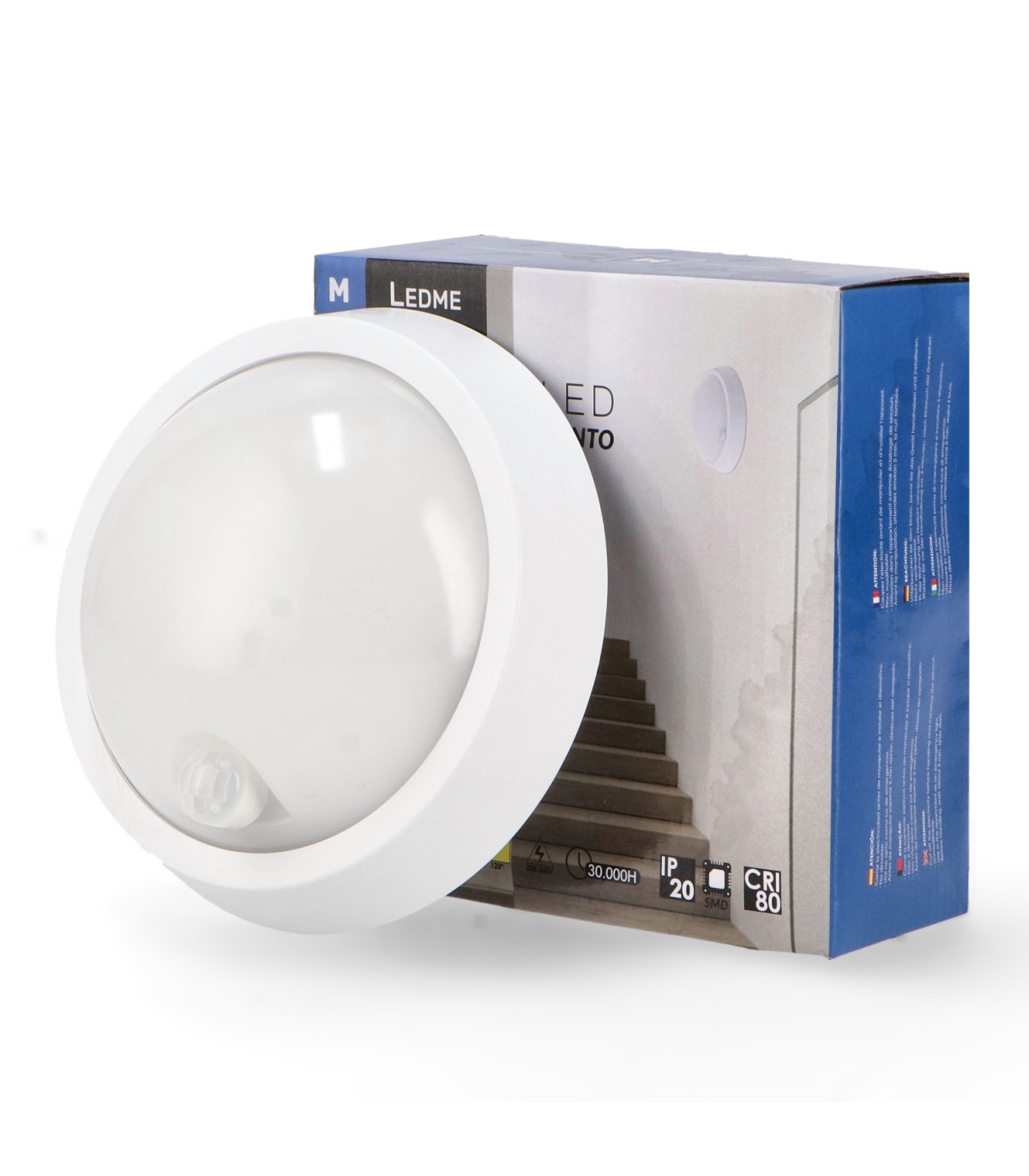 Aplique Redondo Led SPHERE 12W 960LM IP54 Con Detector De Presencia