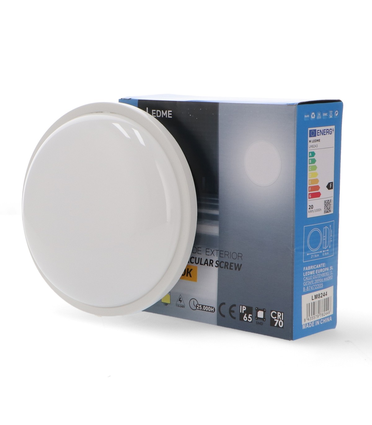 Aplique Led Redondo SCREW 20W 2000Lm IP65