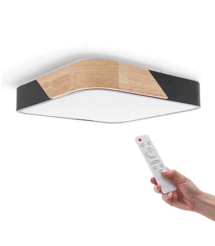 Plafón Wood Square Negro/Madera 24W 2400Lm CCT